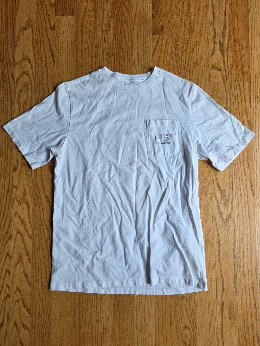 Vineyard Vines Boys White Baseball Whale Short Sleeve Pocket Tee Size 16